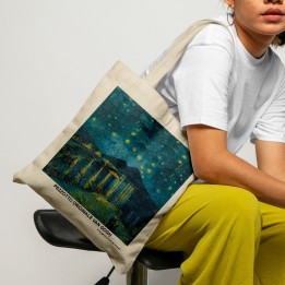 shopper con manico, grafica Van Gogh Notte Girl
