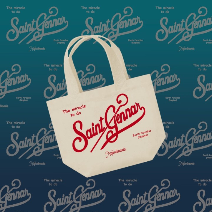 Mini tote napolimania con scritta saint Gennar colore canva in stile saint barth