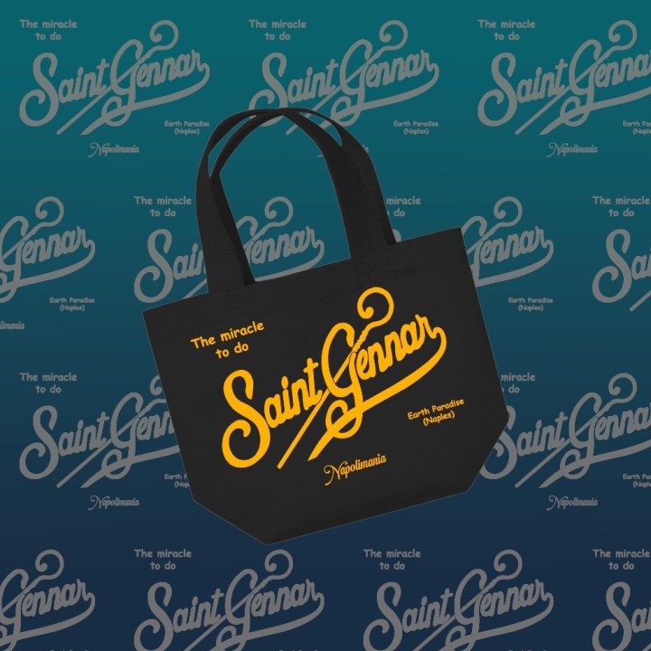Mini tote napolimania con scritta saint Gennar colore nero in stile saint barth