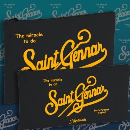 Pochette napolimania con scritta saint Gennar colore nera stile saint Barth