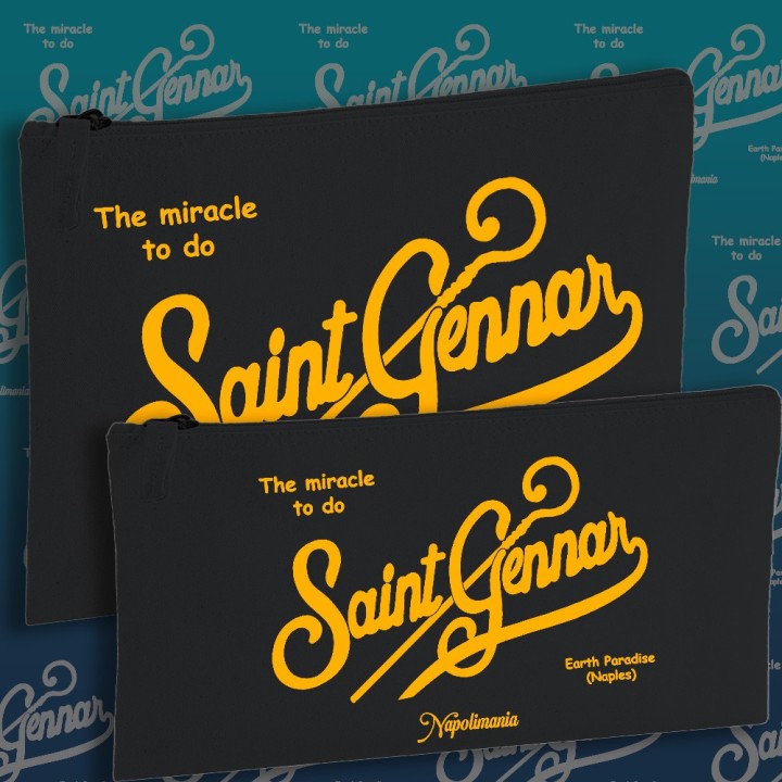 Pochette napolimania con scritta saint Gennar colore nera stile saint Barth