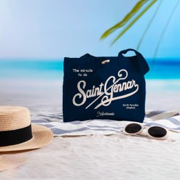 Borsa napolimania con scritta saint Gennar colore blu stile Saint Barth