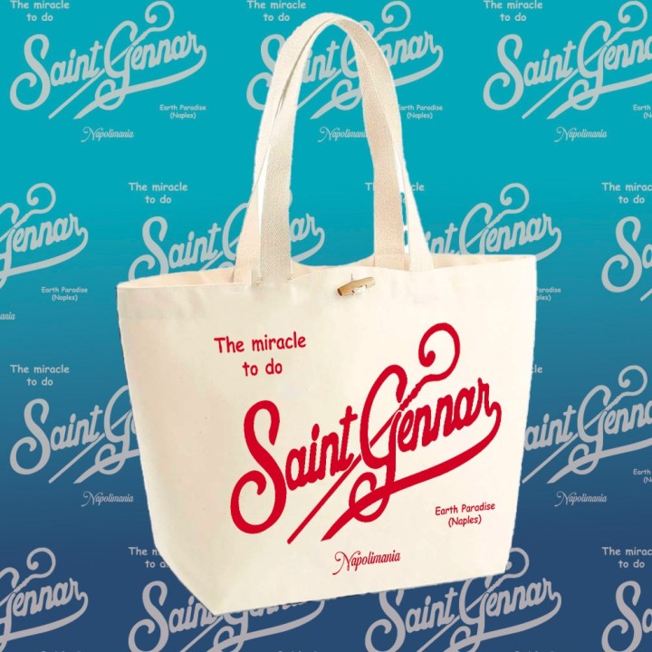 Borsa napolimania con scritta saint Gennar colore bianca stile Saint Barth
