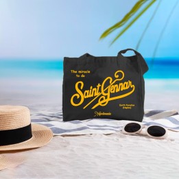 Borsa napolimania con scritta saint Gennar colore nero stile Saint Barth