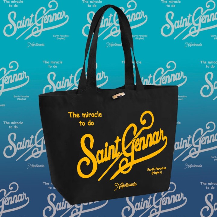 Borsa napolimania con scritta saint Gennar colore nero stile Saint Barth