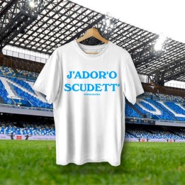 Maglietta Napoli 4° scudetto con scritta J'Adore o scudett