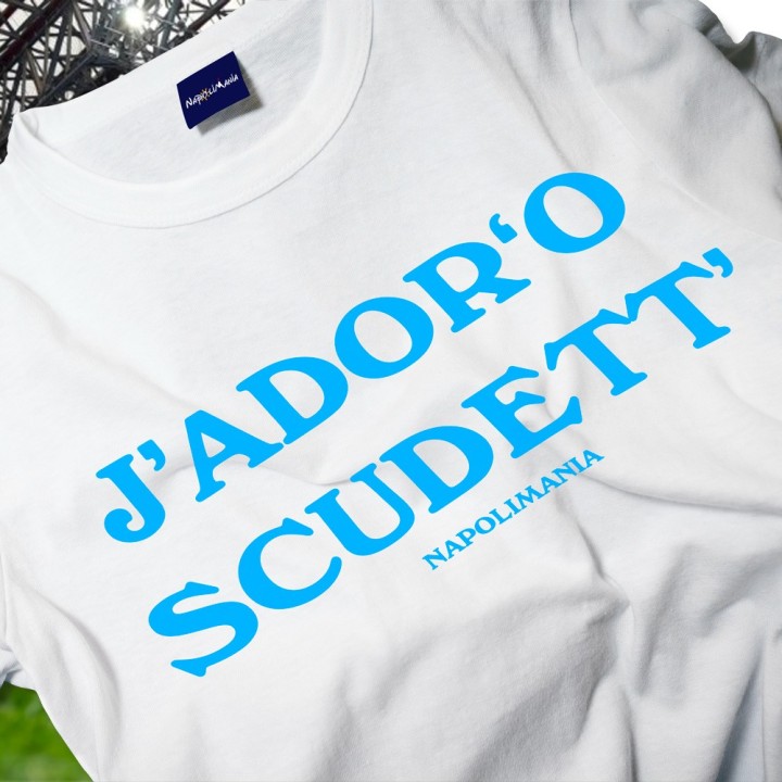 Maglietta Napoli 4° scudetto con scritta J'Adore o scudett
