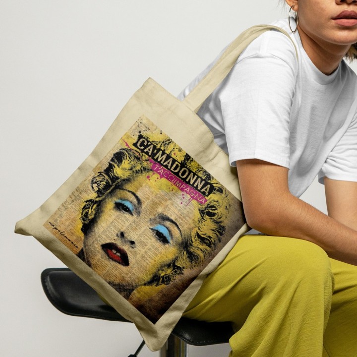 shopper napolimania con foto di Madonna, pop art edition