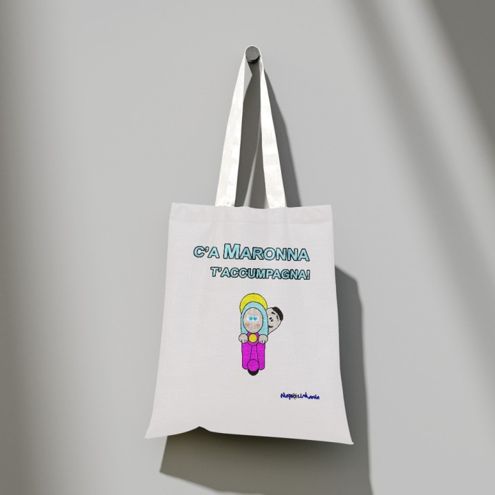 shopper napolimania con disegno tipico napoletano e espressione in napoletano