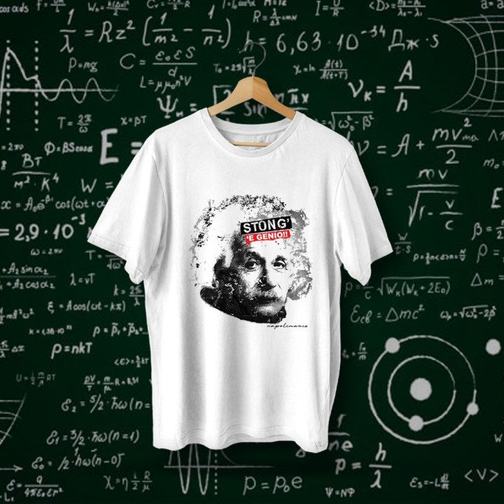 T-shirt maglietta a mezza manica con scritta stong e genio