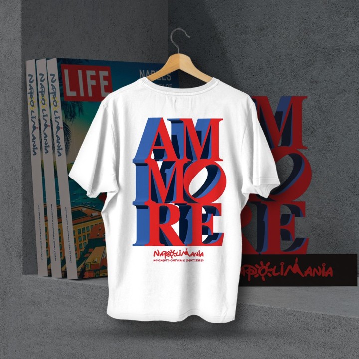 T-shirt maglietta a mezza manica con scritta Ammore