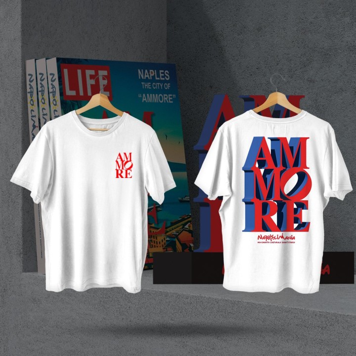 T-shirt maglietta a mezza manica con scritta Ammore