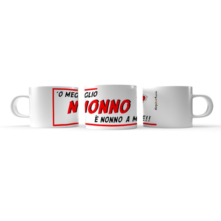 Tazzina esclusiva Napolimania in ceramica con scritta dedicata al nonno