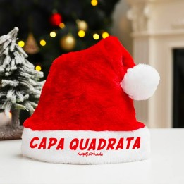 cappello bianco/rosso natalizio con scritta napoletano