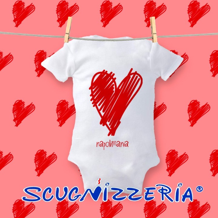 Body neonato Napolimania “Mamma vita mia” con cuore rosso