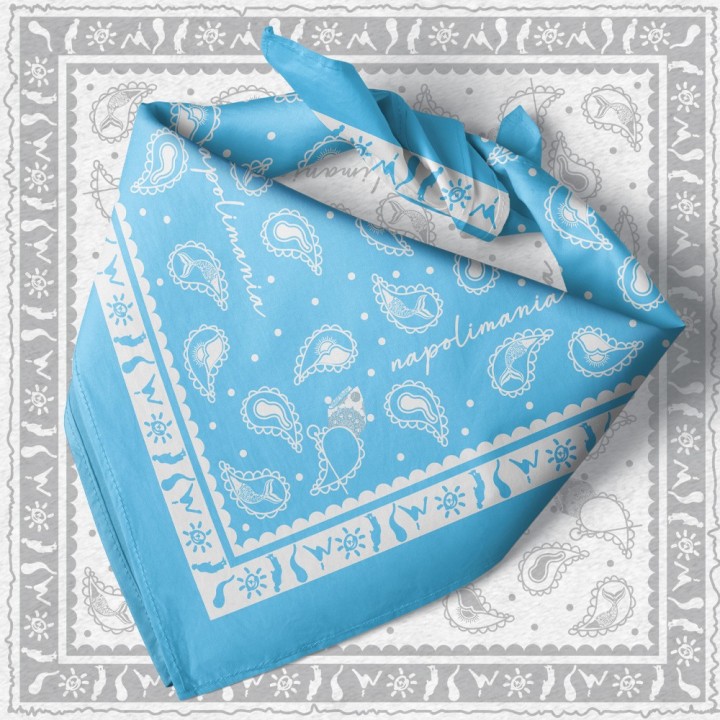Bandana Napolimania Azzurra | Fantasia Napoletana in Stile Paisley
