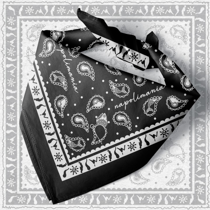 Bandana Napolimania Nera | Design Paisley Ispirato a Napoli
